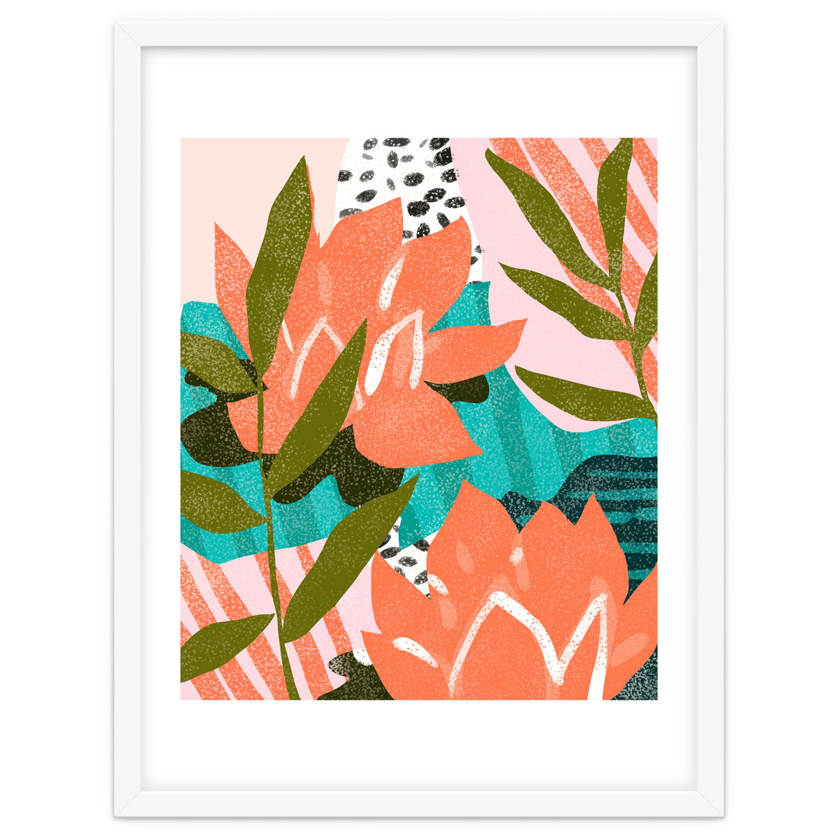 Forever in My Garden | Abstract Botanical Nature Plants Floral Painting | Quirky Modern Contemporary