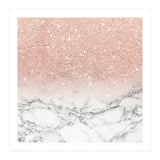 Modern faux rose gold pink glitter ombre white marble (Print Only) thumbnail