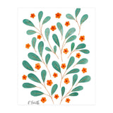 Springtime Floral | Orange and Green (Print Only) thumbnail