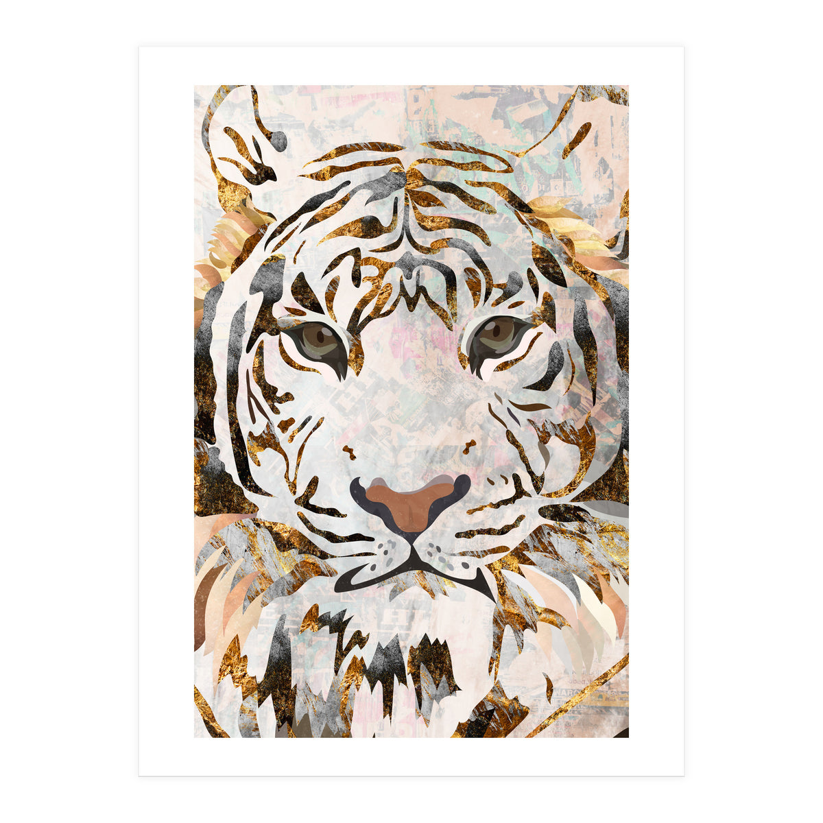 Grungy Tiger Gold and White (Print Only)