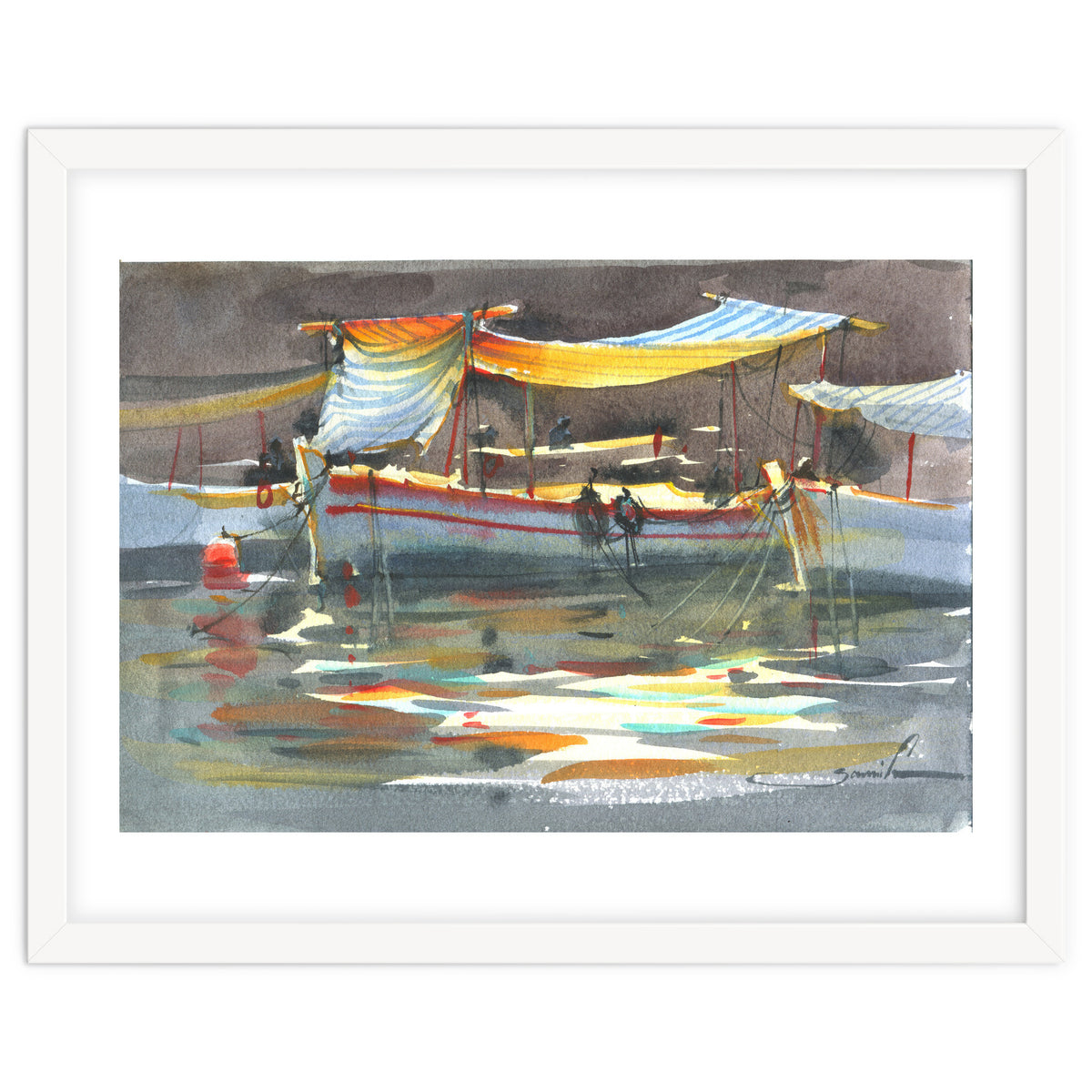 Yacht painting art watercolor