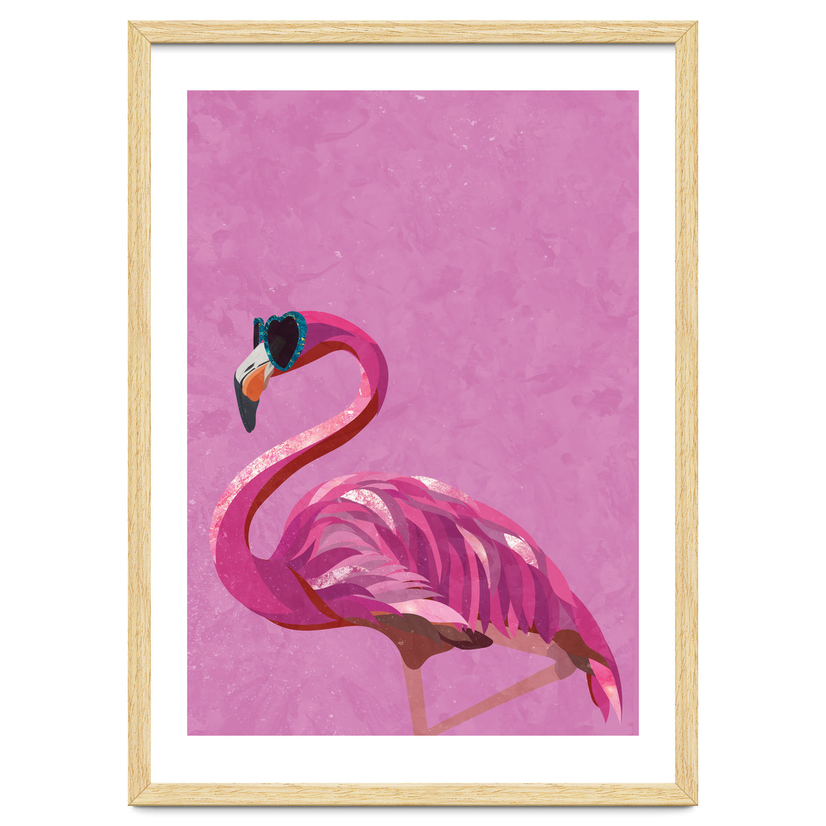Pink Flamingo Wearing Glasses