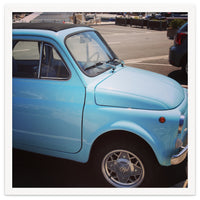 Pale blue Fiat 500