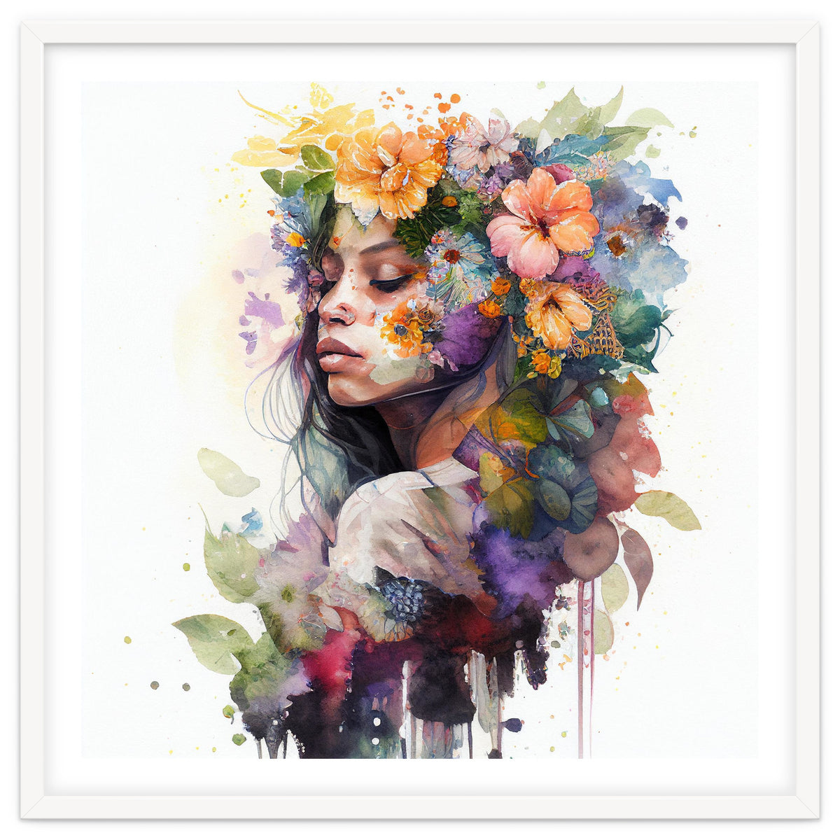 Watercolor Tropical Woman #6