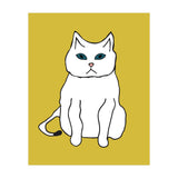 White Cat On Yellow (Print Only) thumbnail