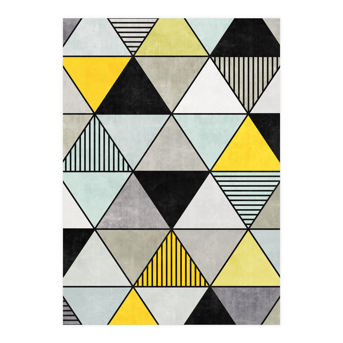 Colorful Concrete Triangles 2 - Yellow, Blue, Grey (Print Only)