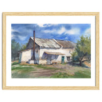 Country house. Watercolor painting art.