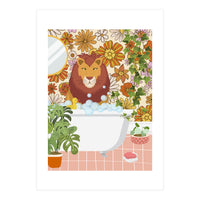 Lion Bathing on Groovy Bathroom (Print Only)