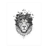Floral Lion Bw (Print Only) thumbnail