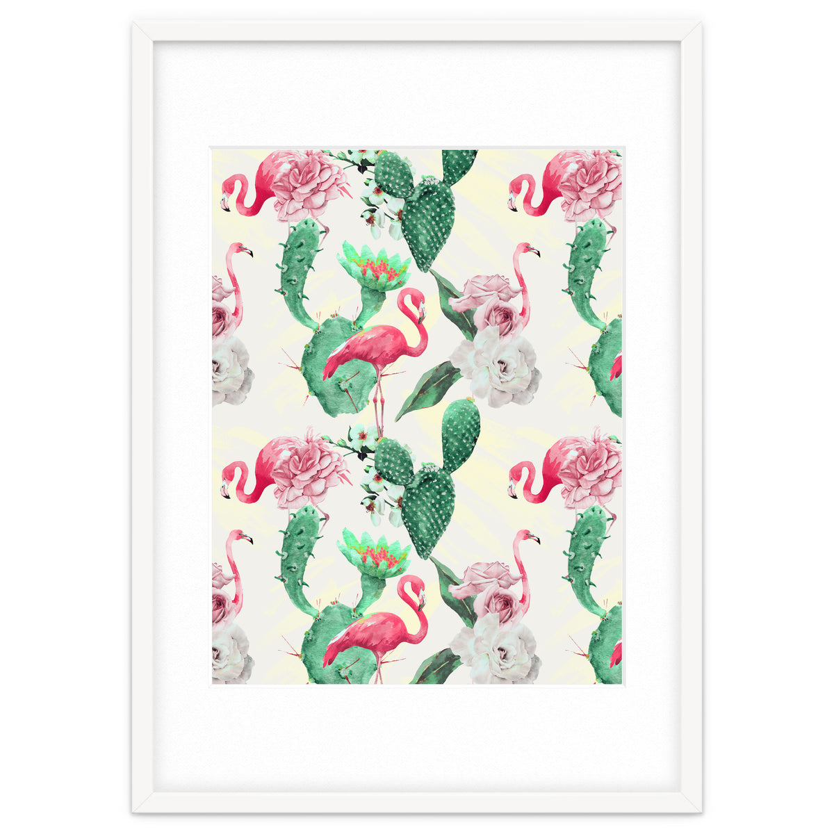 Flamingos, geometric and flowers