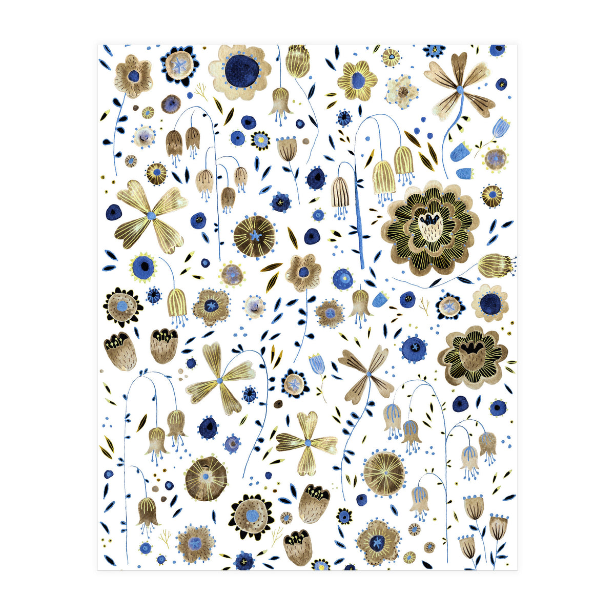 Indigo Flower Golden Mashup (Print Only)
