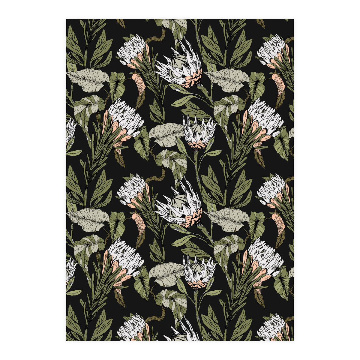 Dark pattern botanical boho (Print Only)