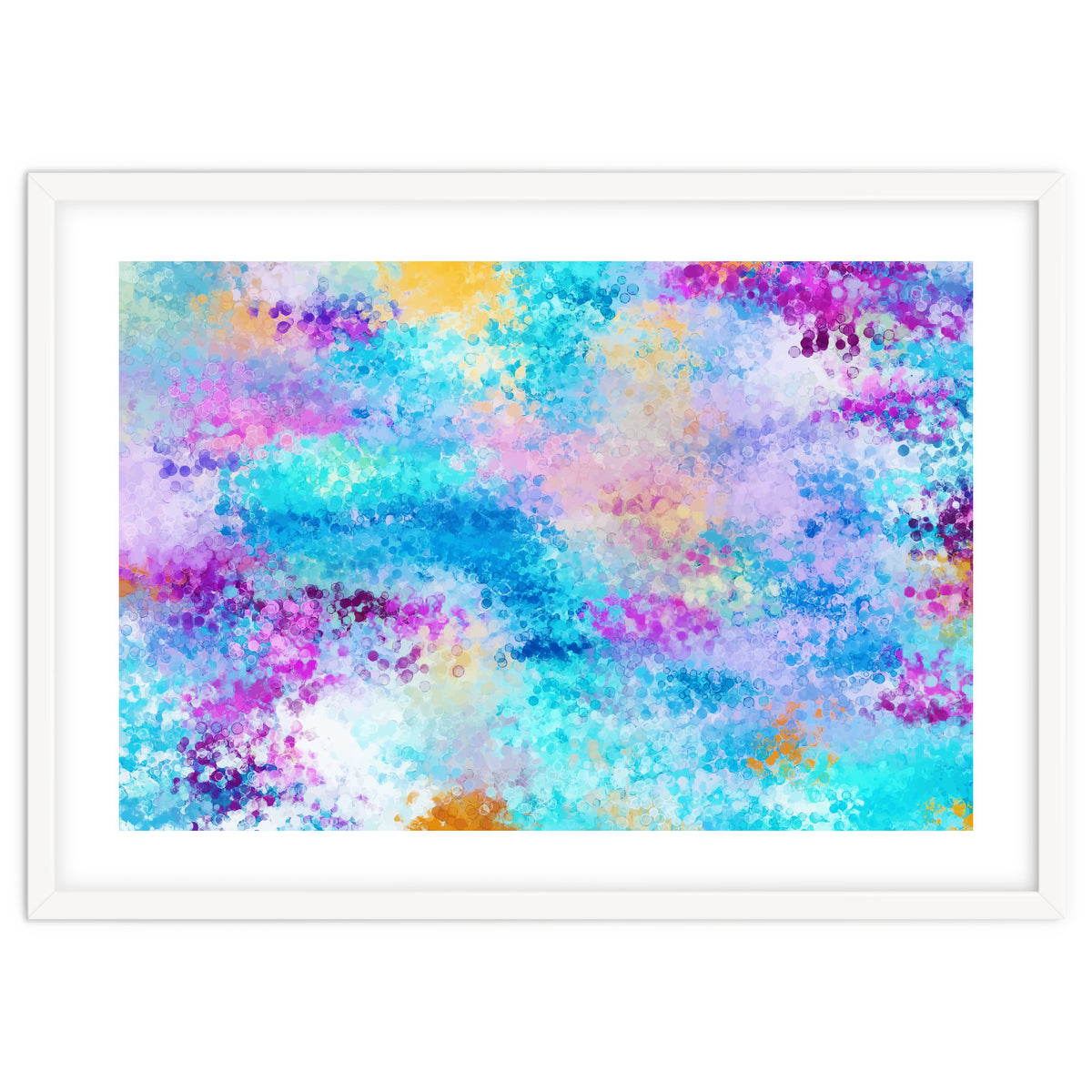 Mixed Emotions, Abstract Blue Colorful Painting, Eclectic Modern Bohemian Shapes Ocean