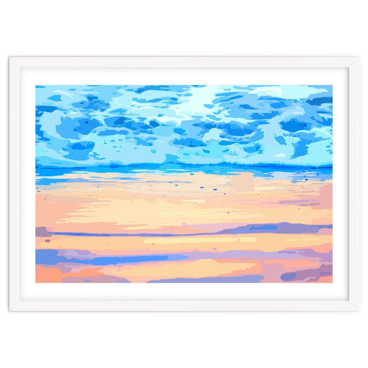 Sunset On The Shore | Beach Pastel Scenic Nature | Sea Ocean Landscape Painting