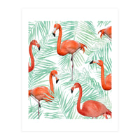 Flamingo And Mint Palm (Print Only)