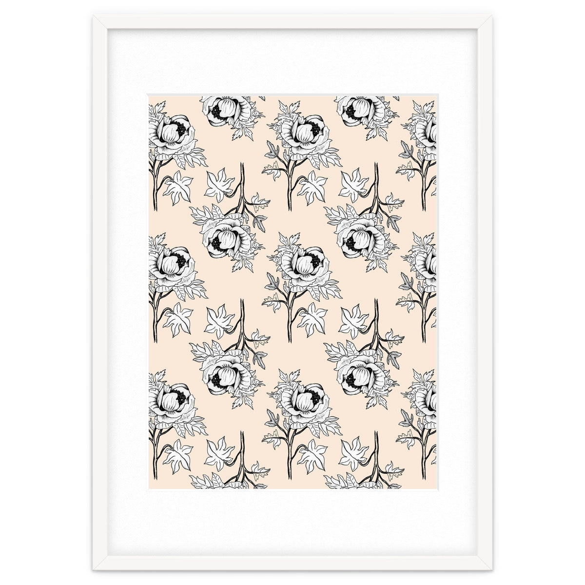 Drawing pattern of roses to pencil on beige