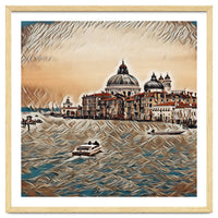Boat In Venice San Mark`s Basilica Italian Tour Vintage