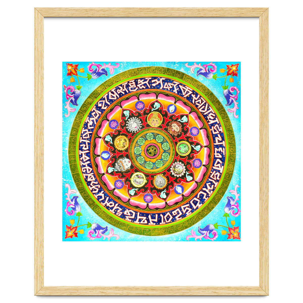 Chakra Mandala, Ayurveda Yoga Aum, Eclectic Colorful Bohemian Sun Sign Moon Sign Zodiac Astrology