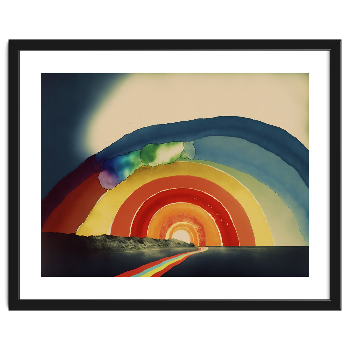 Rainbow Over the Coastline Abstract Painting