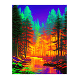 The Neon Mirage, Forest Trees Nature, Eclectic Electric Pop Art, Colorful Bright Contemporary Modern (Print Only) thumbnail