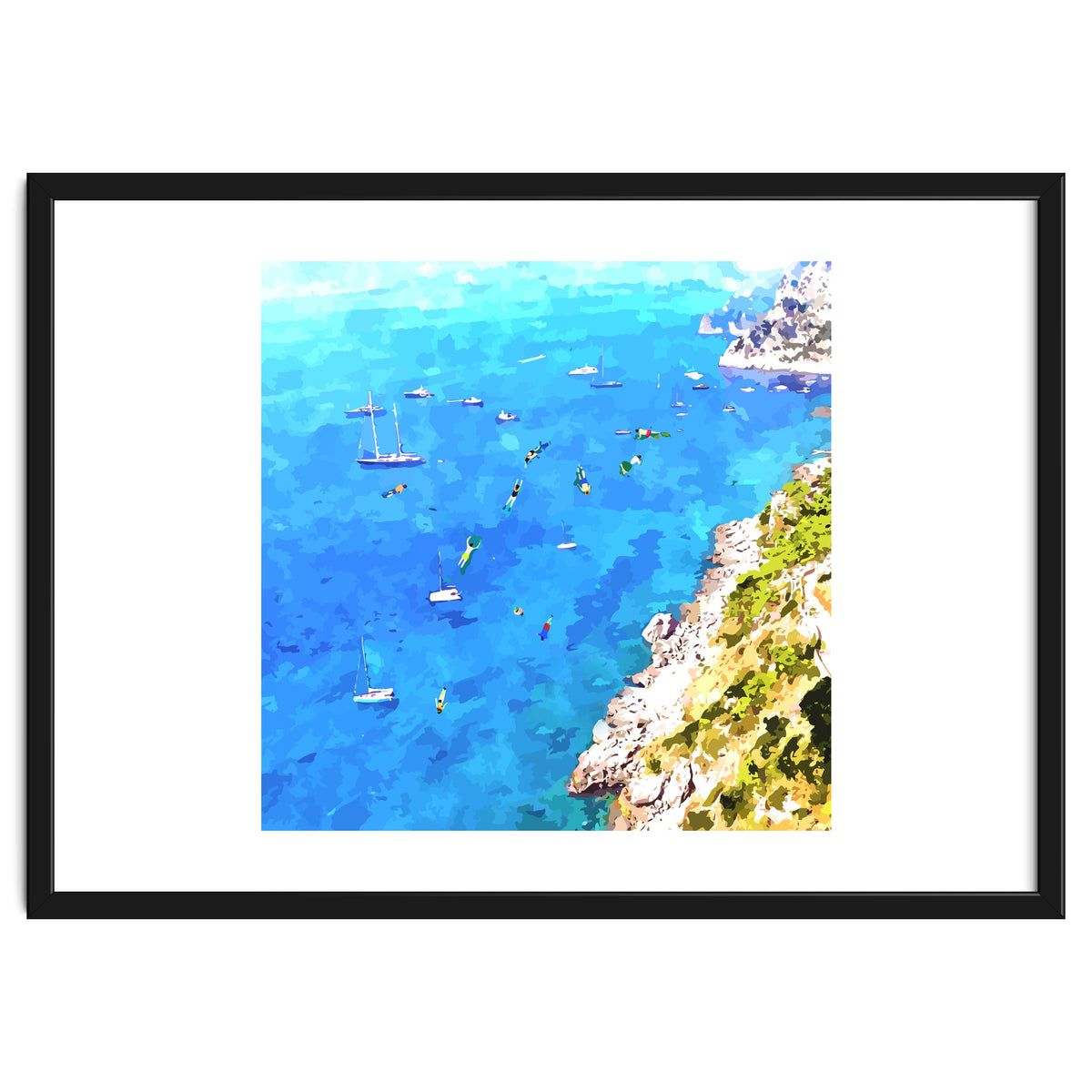 Capri Islands | Tropical Travel Summer Island | Ocean Sea Beach Swim Sail Painting