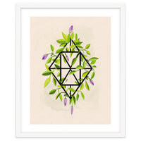 Geometric frame with leaves and flowers