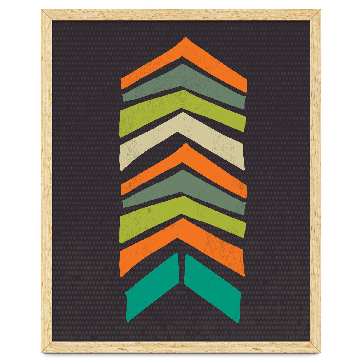 Retro Chevron Print Orange Teal Variation