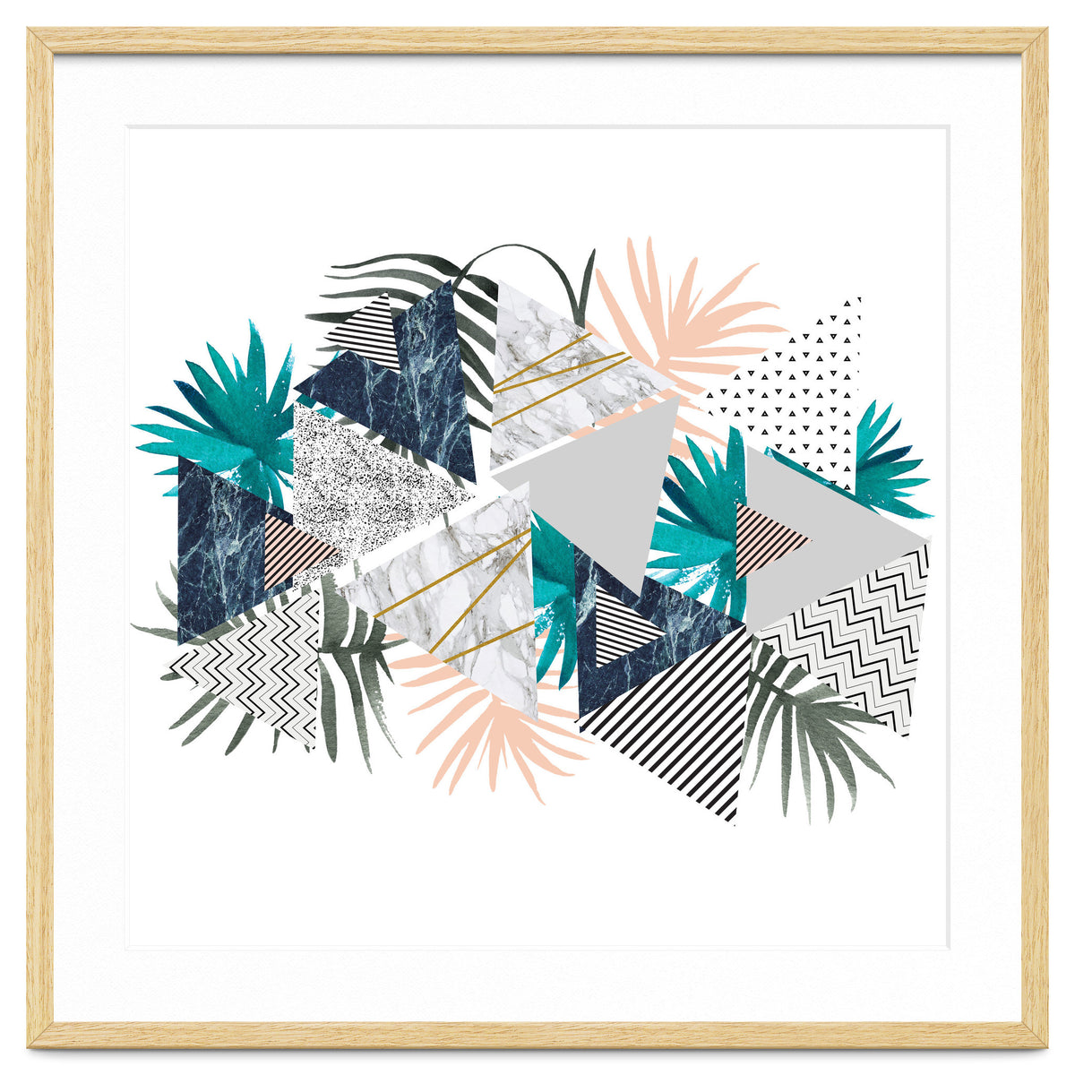 Abstract of geometric patterns with plants and marble I