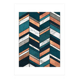 Abstract Chevron Pattern - Copper, Marble, and Blue Concrete (Print Only) thumbnail