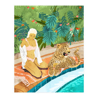 The Wild Side, Human & Nature Connection, Woman With Cheetah Cat, Tiger Painting (Print Only)