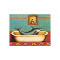 Dolphin In A Bath Folk Art (Print Only)