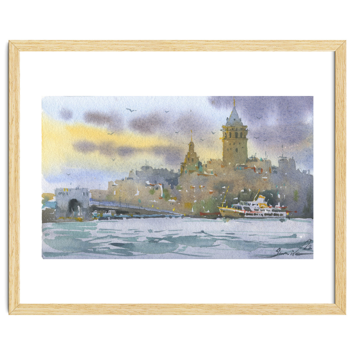 Galata Tower. Istanbul. Watercolor