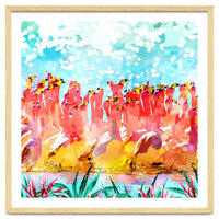 Save The Tropics Series Flamingo Flock Watercolor Painting