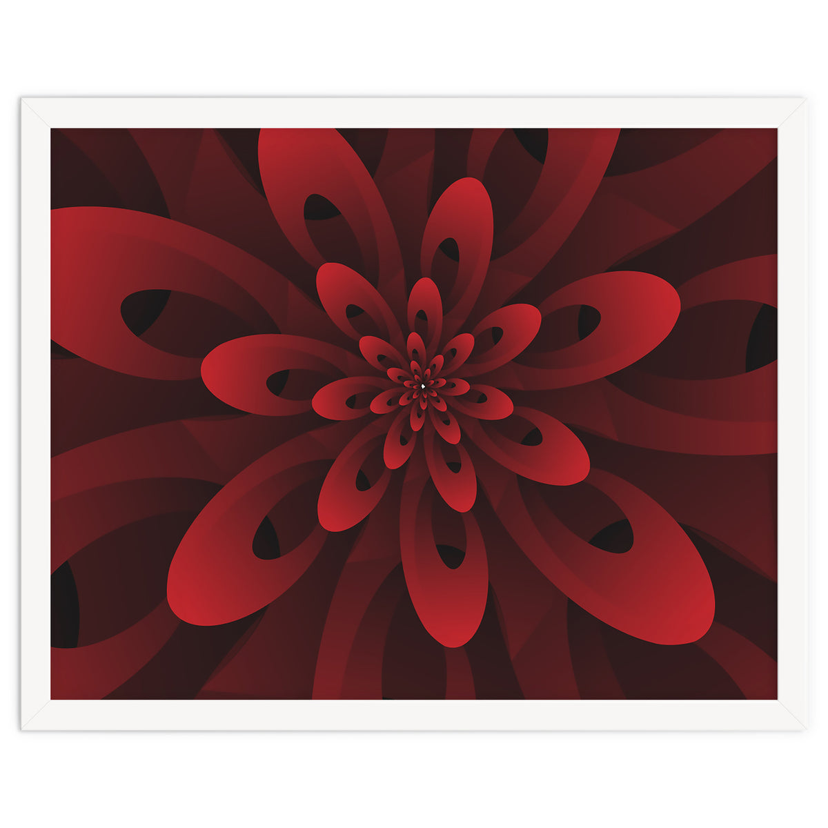 Abstract Digital Modern Red Floral 3D ART