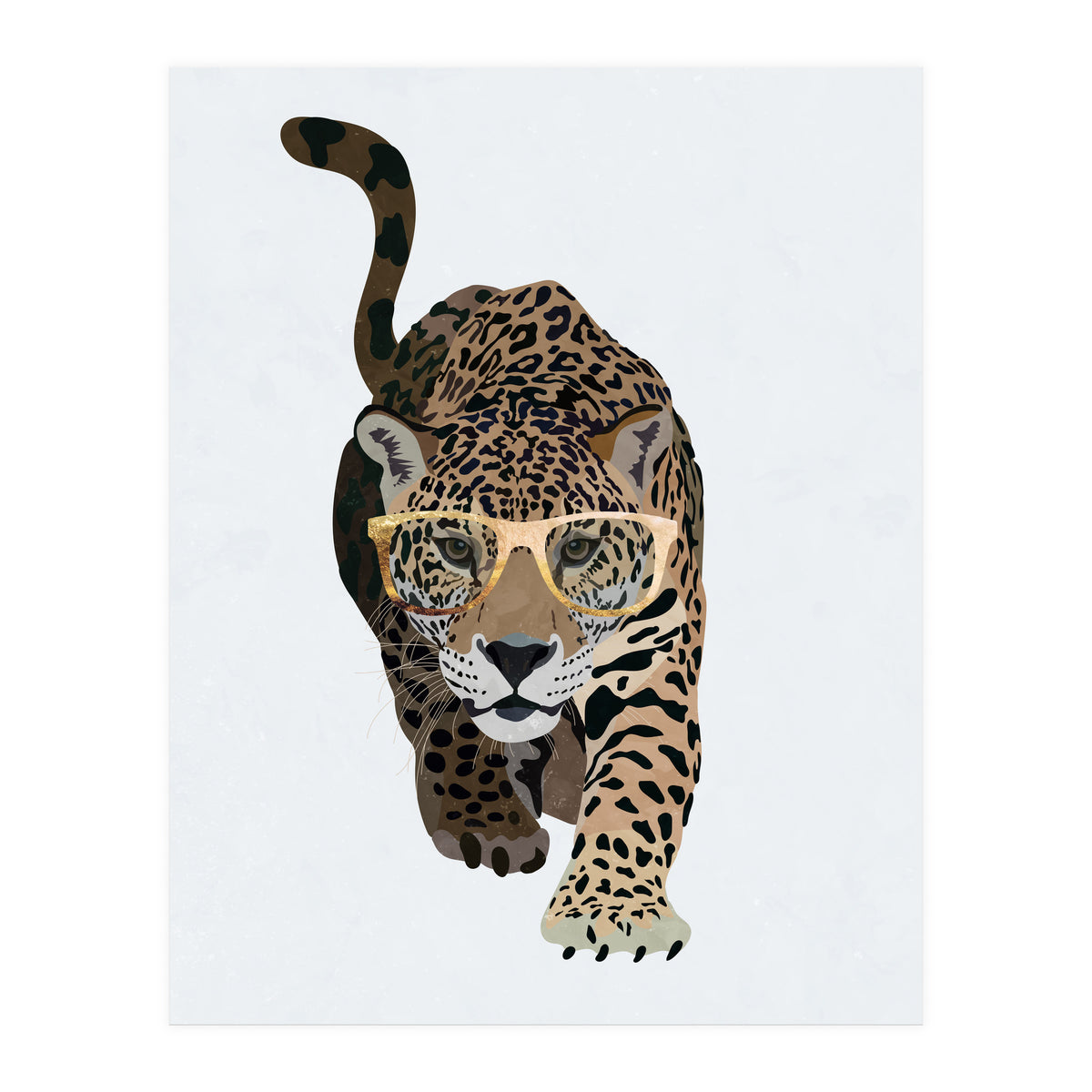 Catwalk Jaguar Wearing Gold Glasses (Print Only)