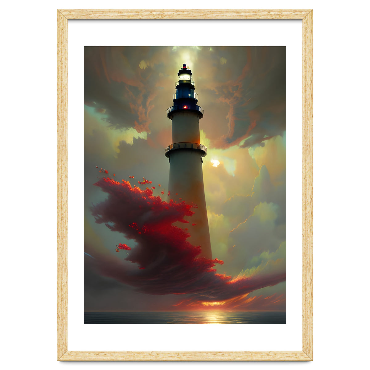 Lighthouse floating in the Sunset Clouds