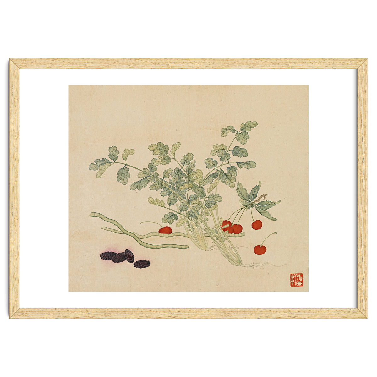 Wang Chengyu~flowers And Vegetables, Vegetables, Fruits, Beans, Red Beans, Cherries, Celery