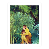 Monkey Love, Tropical Jungle Botanical Nature, Plants Forest Bohemian Animals, Wildlife Eclectic Vintage (Print Only) thumbnail