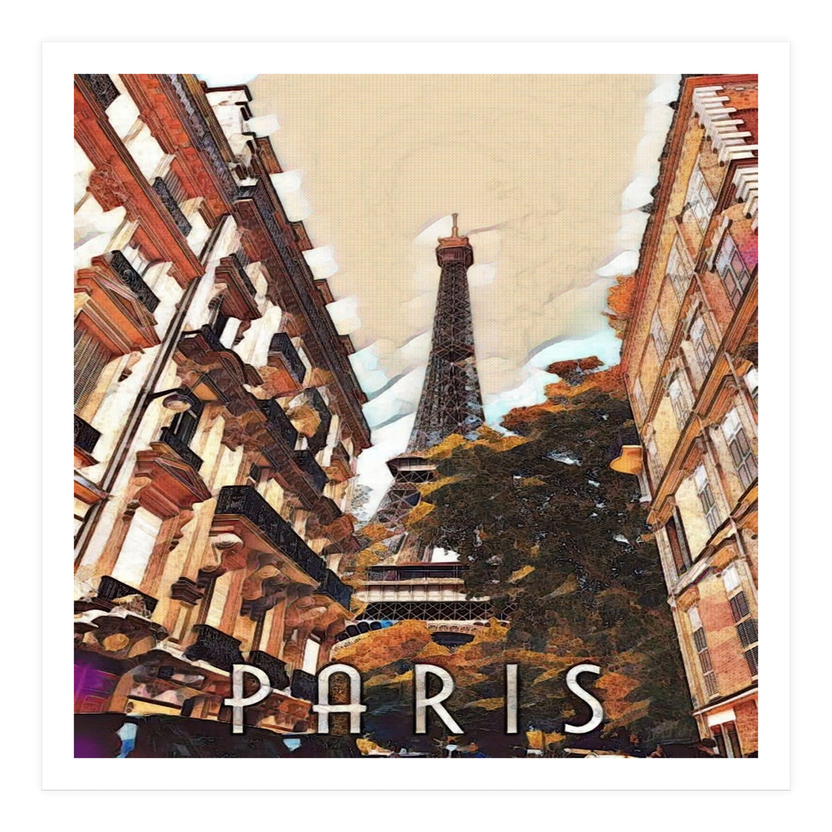 Paris, Eiffel tower street view. (Print Only)