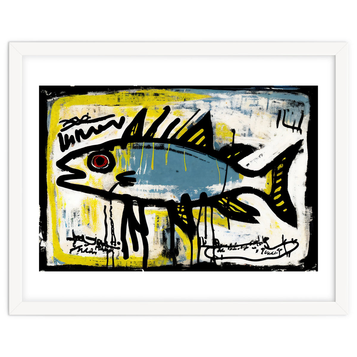 Blue Trout in Spray Painted Style Painting
