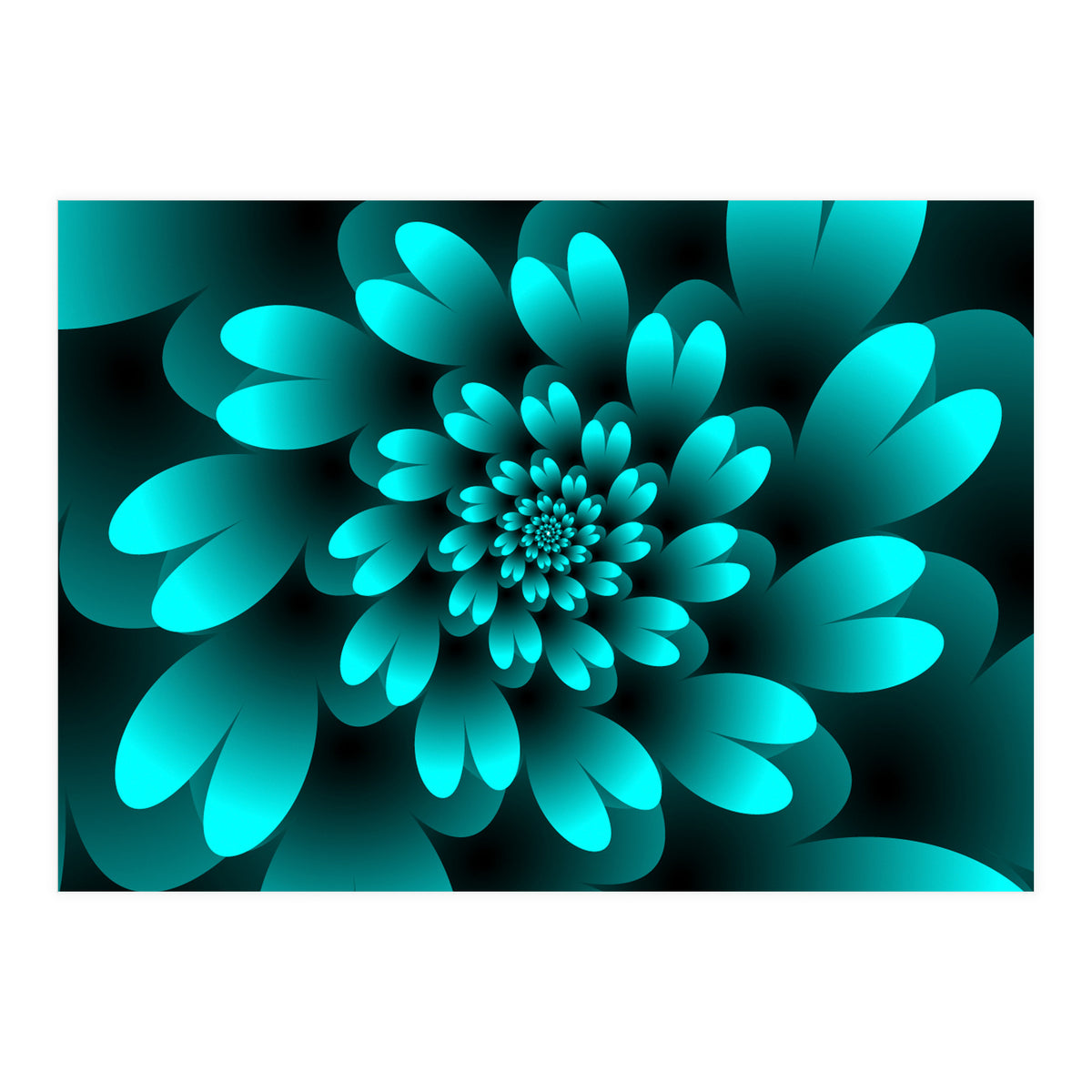 Turquoise Floral Satin Art (Print Only)