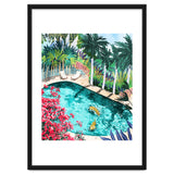 Luxury Tiger Villa illustration, Architecture Travel Nature Painting, Hotel Landscape Garden thumbnail
