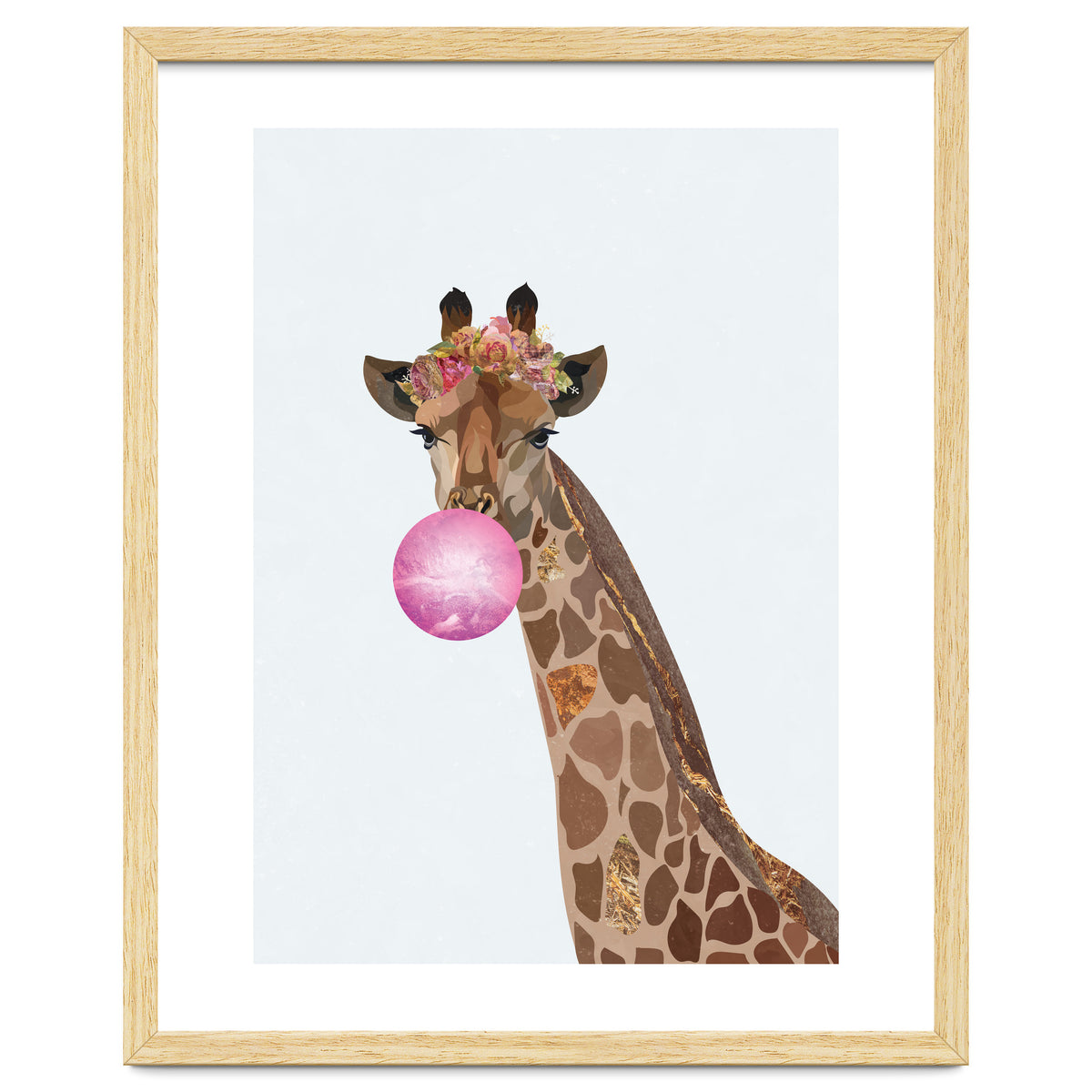Bubble gum Giraffe Portrait