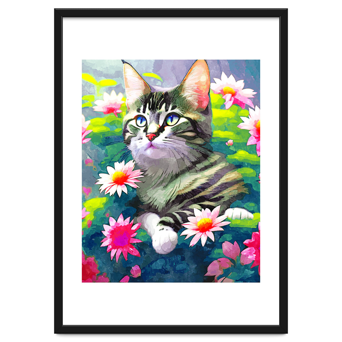 Always Positive, The Optimistic Cat, Positivity Mindset Pets, Optimism Watercolor Painting Animals