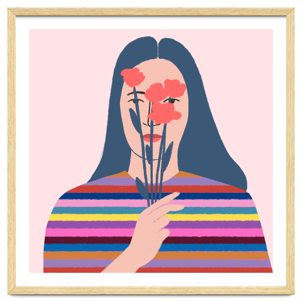 Girl With Flowers Square