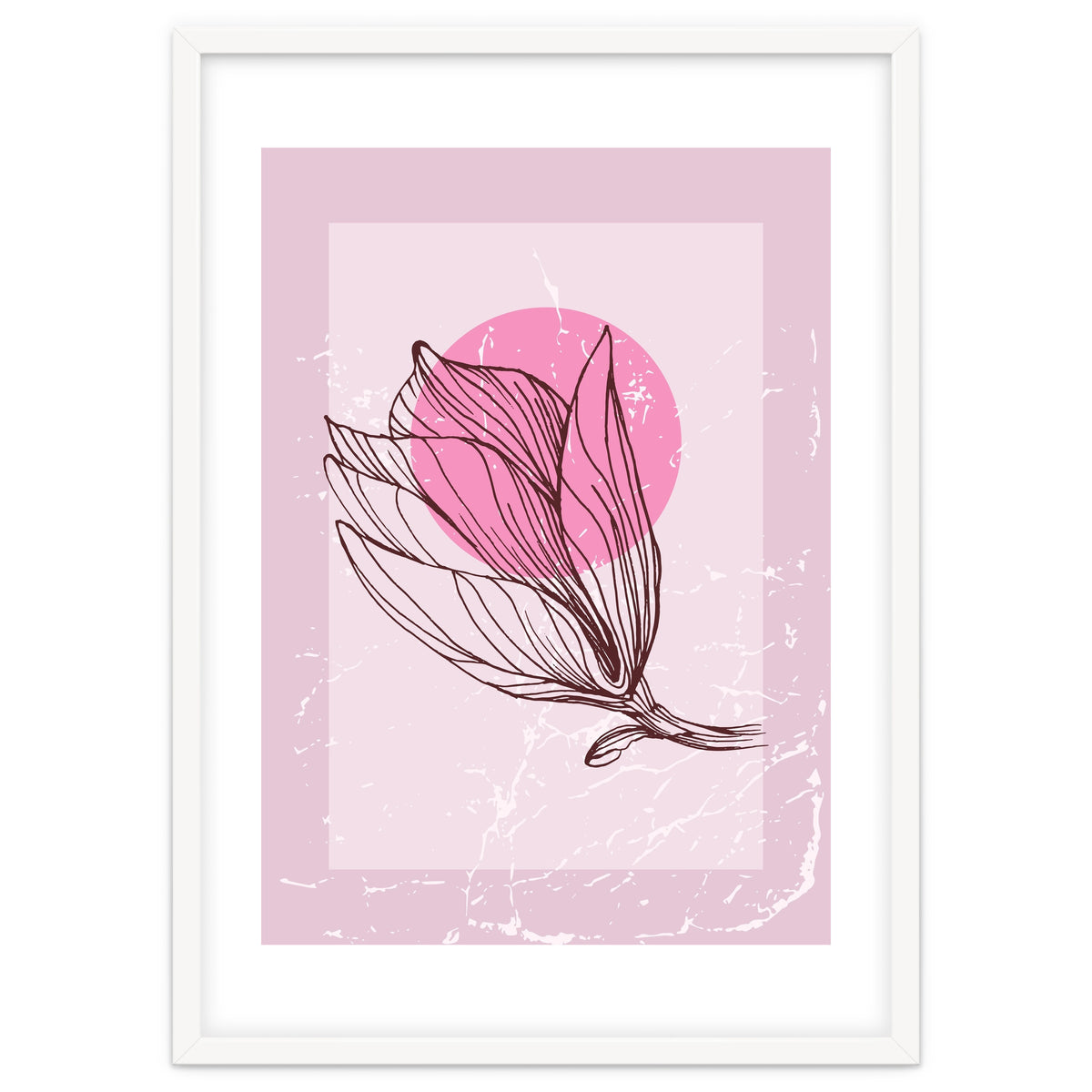 Magnolia  Minimalist Scandinavian, Abstract Geometric Art, Botanical Art