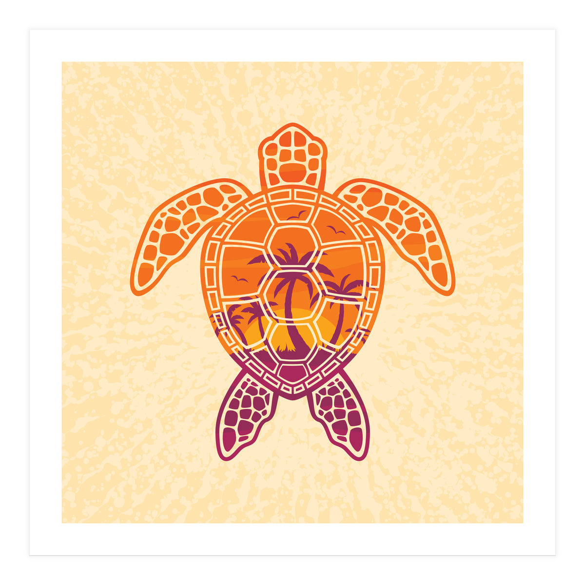 Tropical Sunset Sea Turtle Design (Print Only)