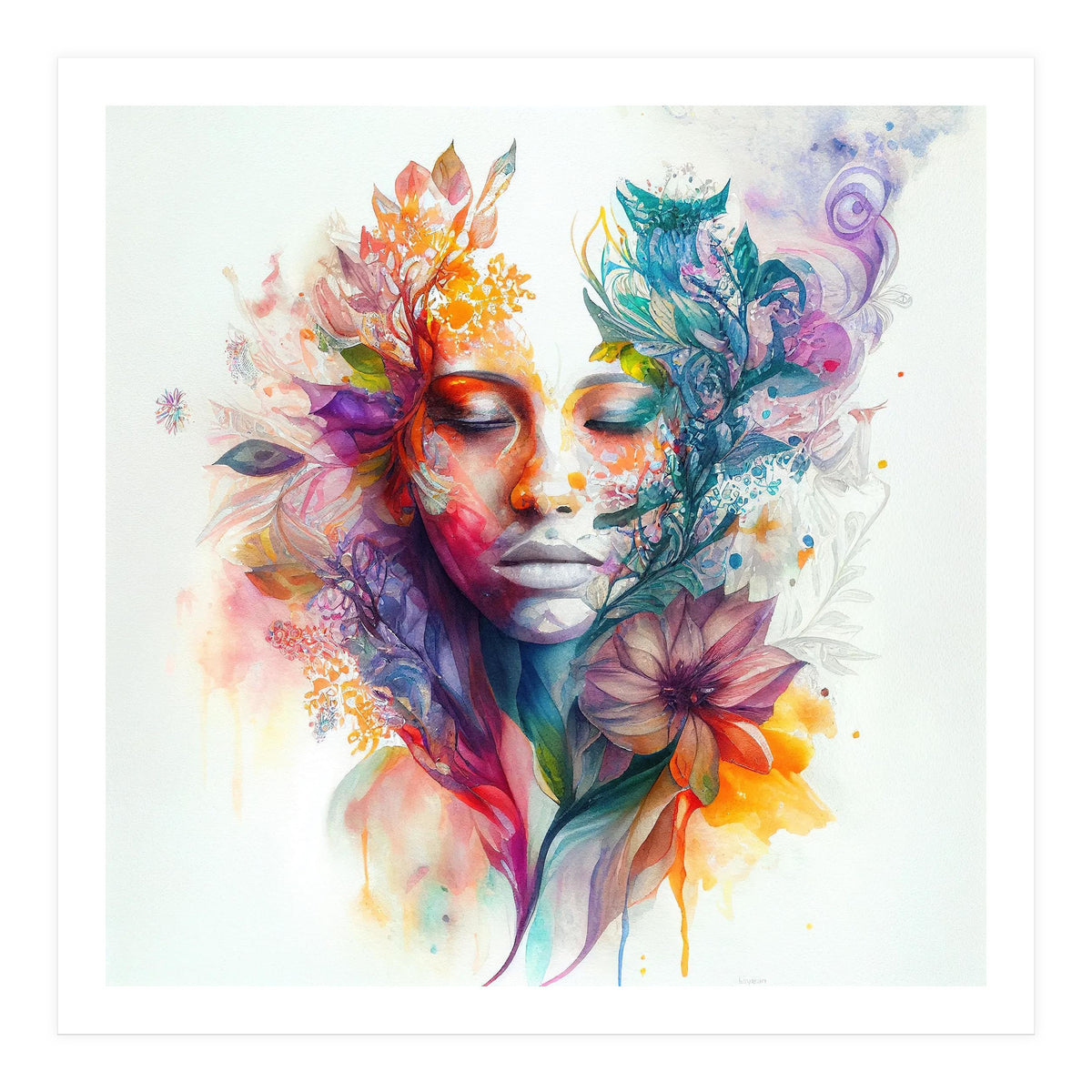 Watercolor Tropical Woman #15 (Print Only)