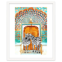 Take Your Stripes Wherever You Go Painting, Zebra Wildlife Architecture, Indian Palace Door Painting