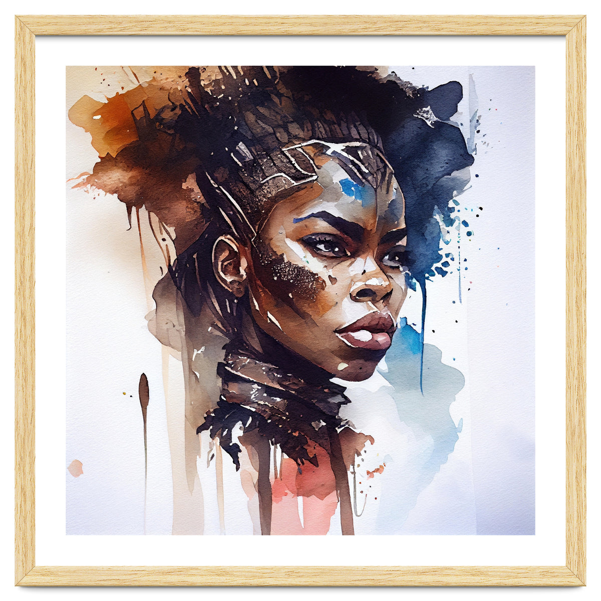 Watercolor African Warrior Woman #8
